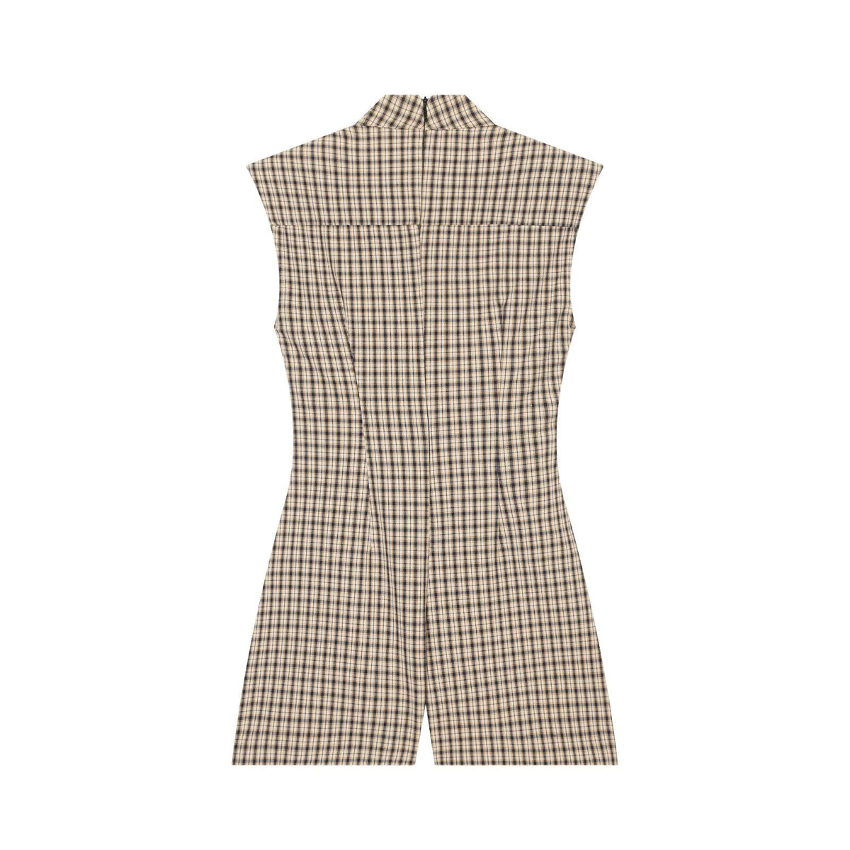 Women's slim plaid strap short jumpsuit