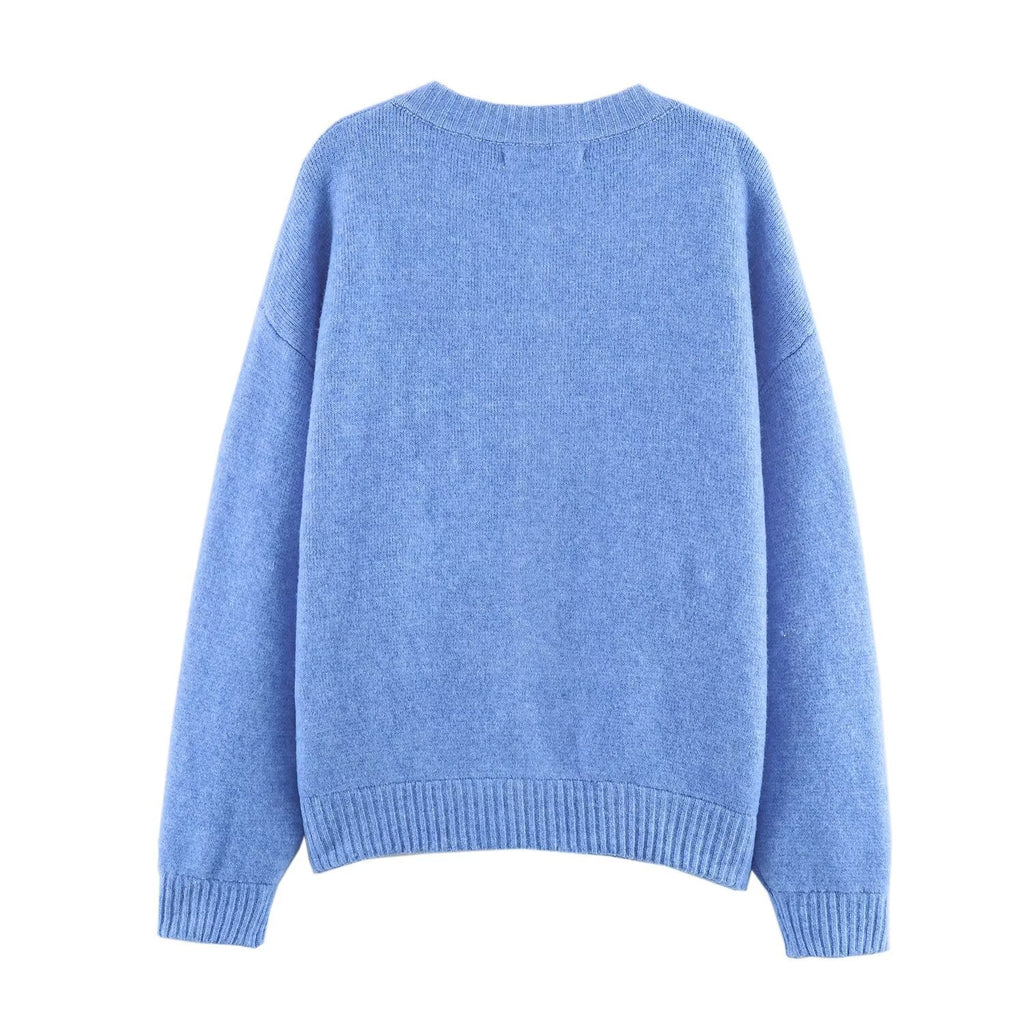 Women's soft textured O Neck knitted Coat