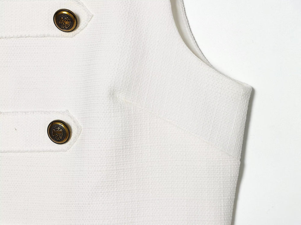 Women's breasted decorative zipper vest top