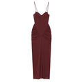 Women's heart-shaped collar slim pleated dress