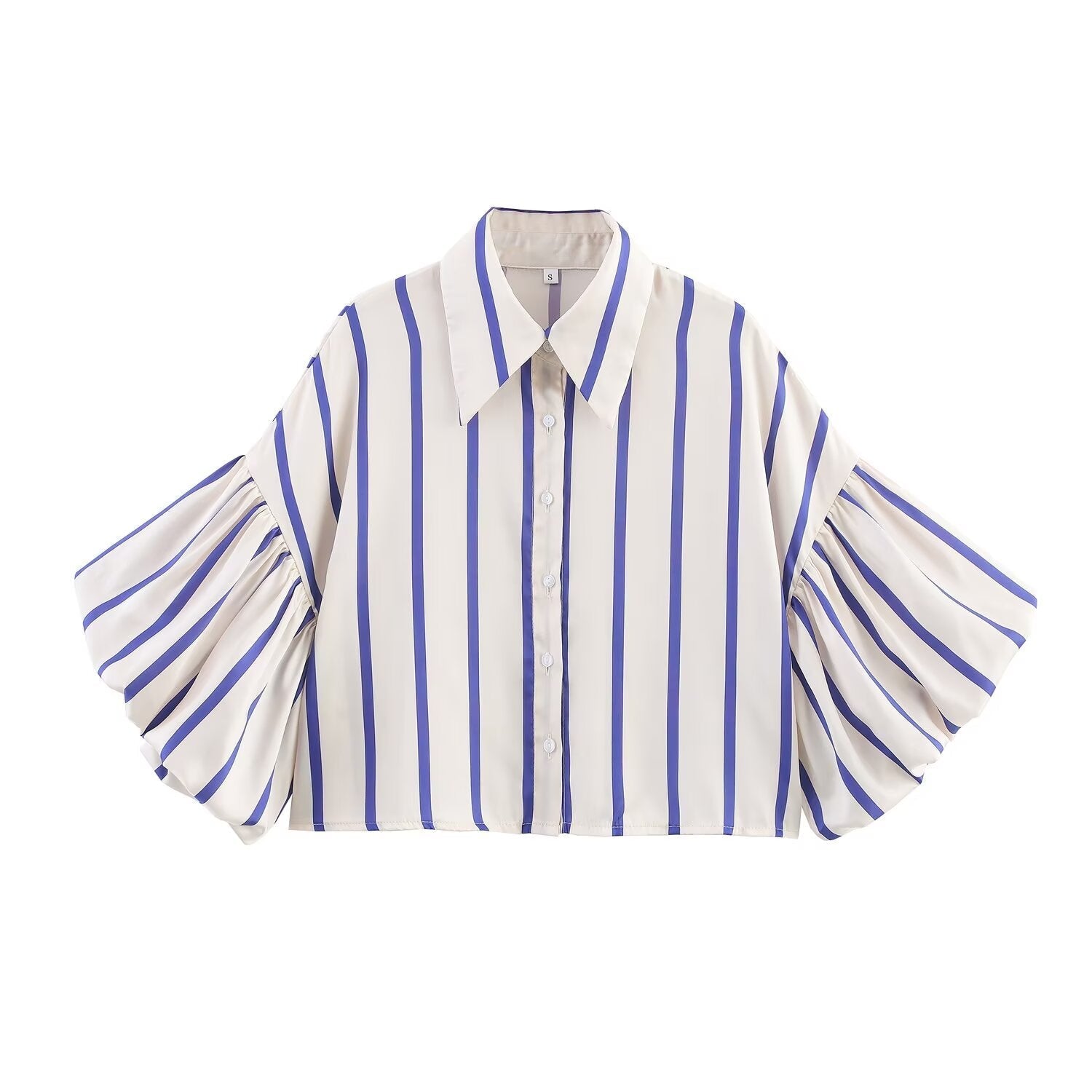 2026 Women's loose bubble sleeve printed shirt