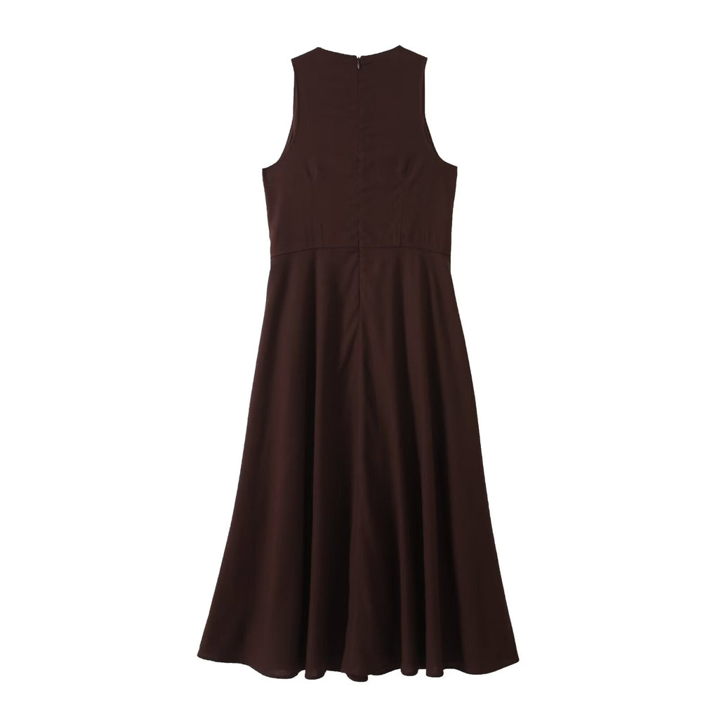Women's New chic Fashion Linen Blended Sleeveless Midi Dress