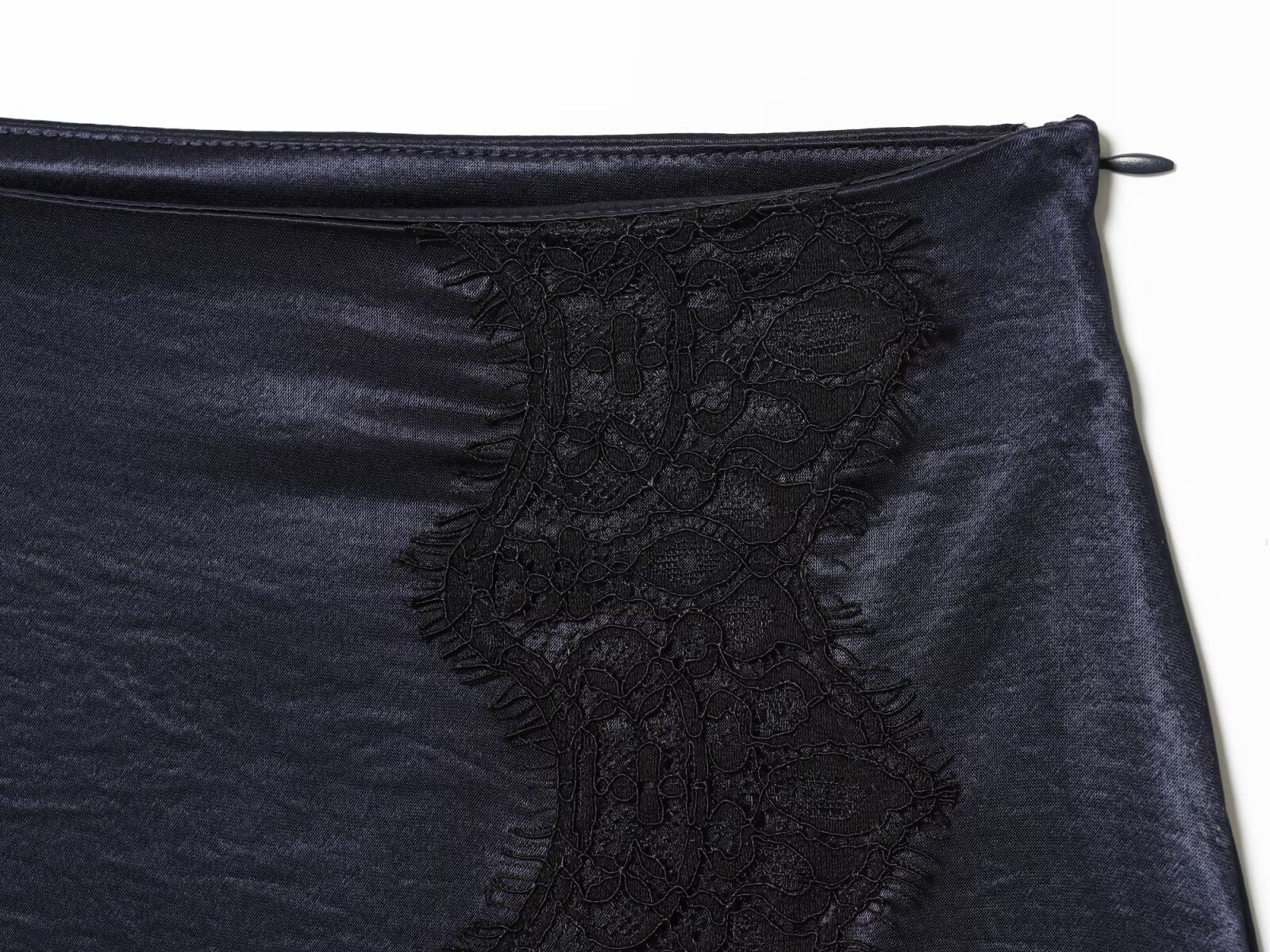 Women's satin textured patchwork lace mini skirt
