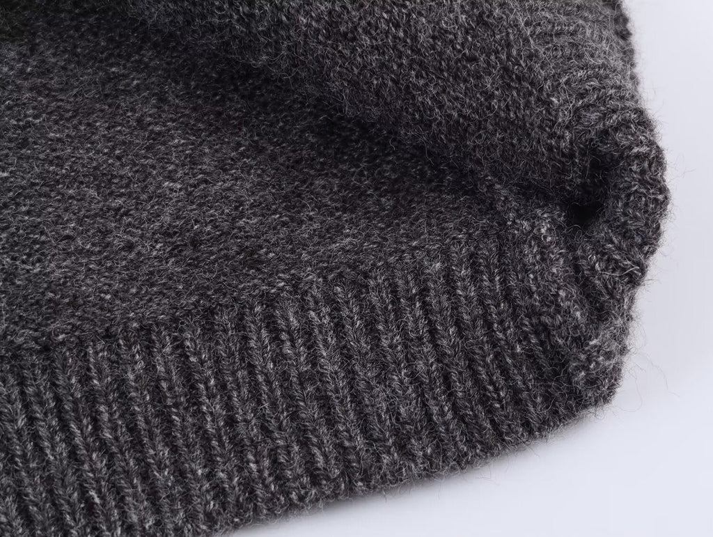 Women's O Neck color blocked knitted Coat