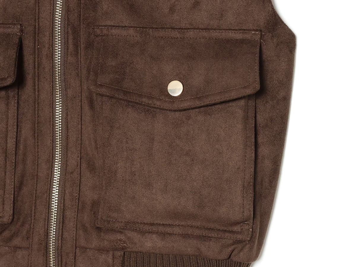 Women's sleeveless suede texture effect vest