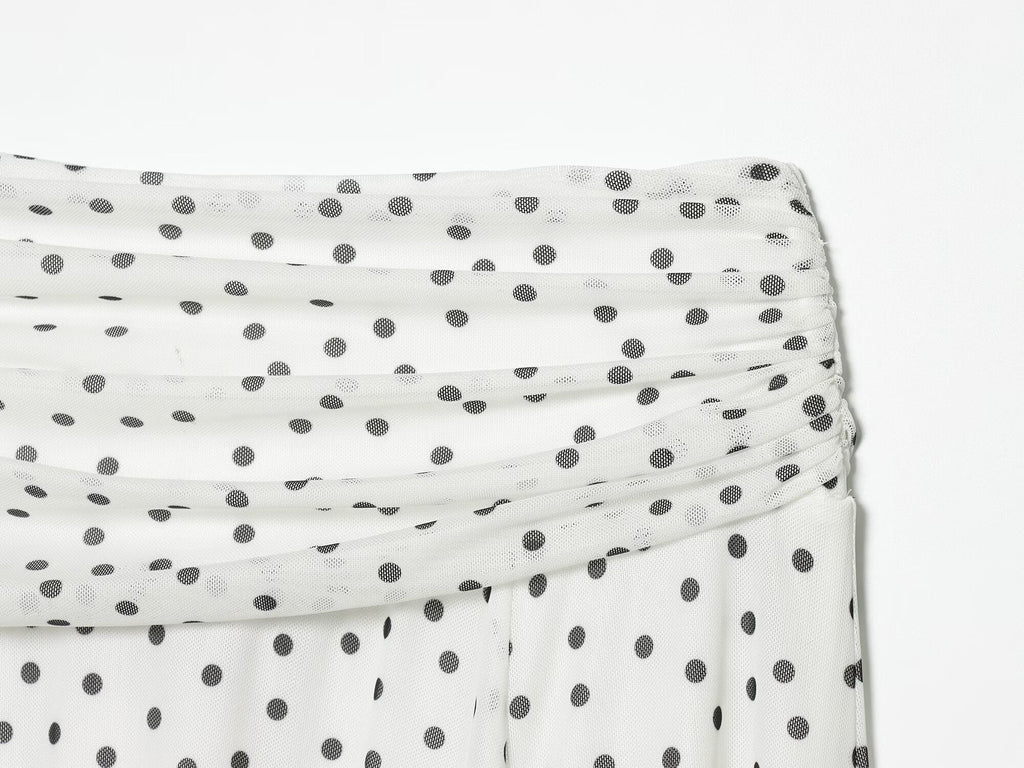 Women's pleated waist polka dot MIDI skirt