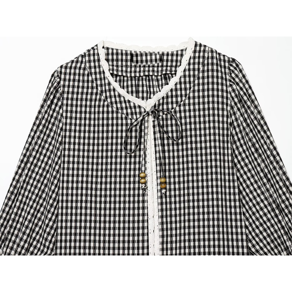 Women's crochet spliced short plaid Coat