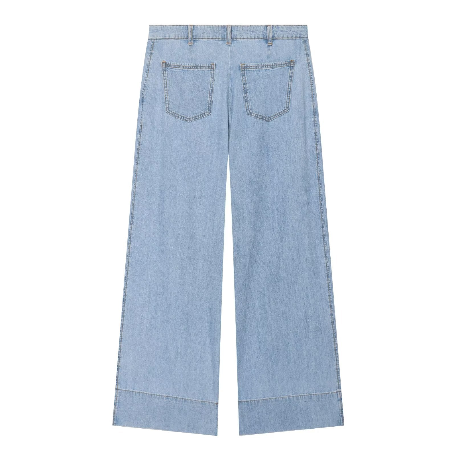 suit Women's 2 pieces wide sleeved denim shirt+wide leg jeans
