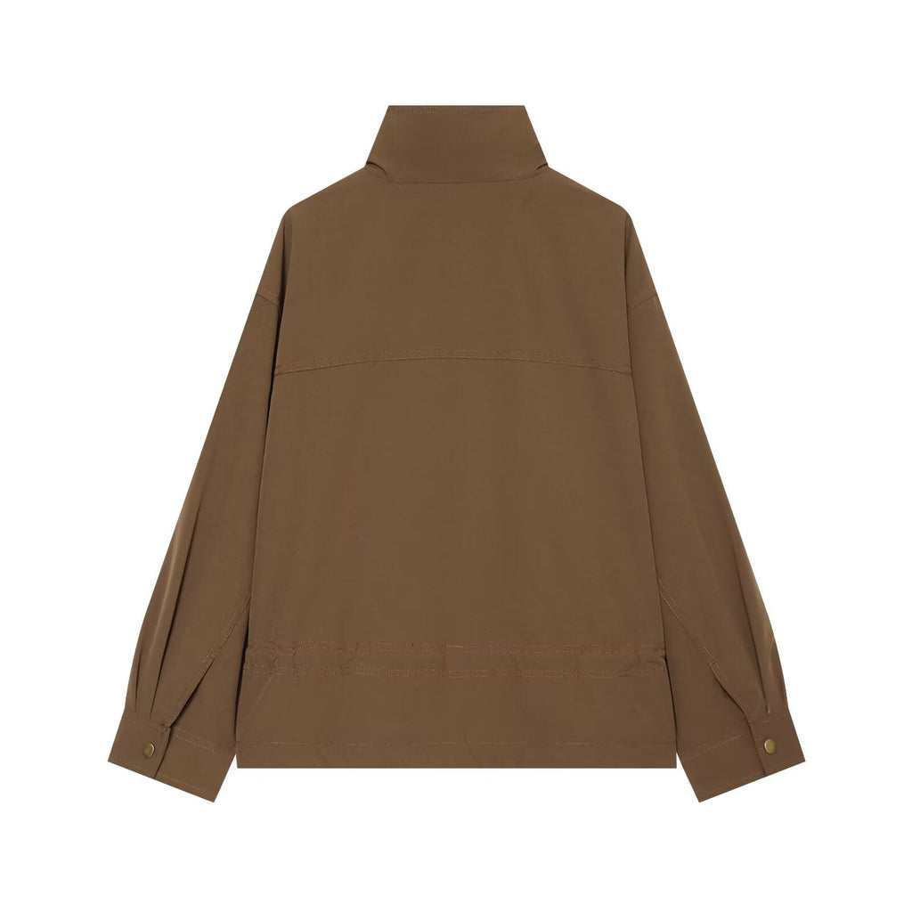 Women's with drawstring loose jacket windbreaker Coat