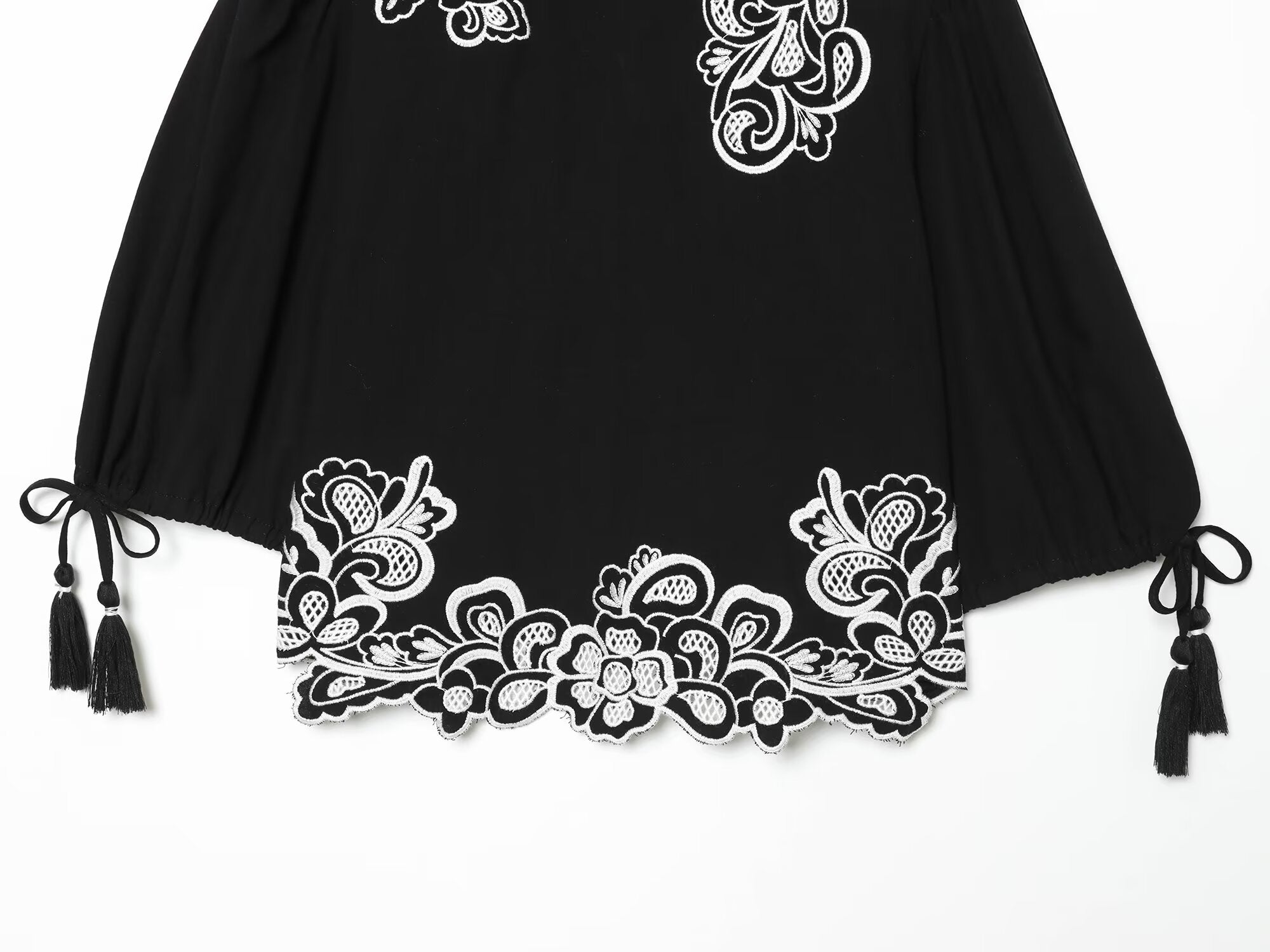 Women's Bubble Sleeve Short Embroidered Shirt
