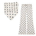 suit Women's 2 pieces satin textured strapless top+polka dot pants