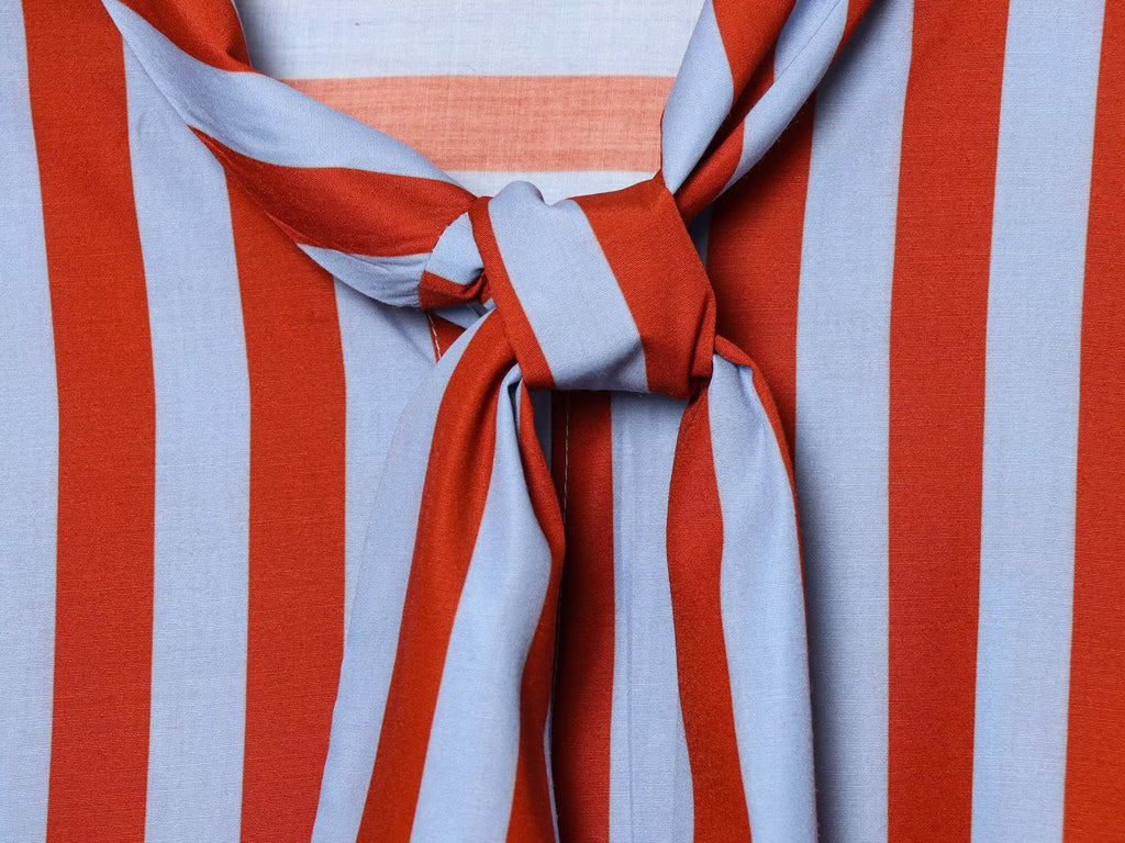 Women's bow decoration striped shirt