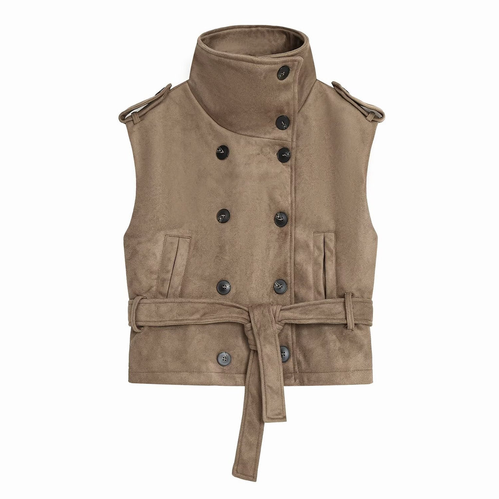 Women's Anti suede effect double breasted vest