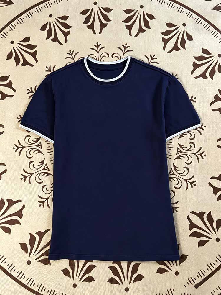 2026 new cotton contrast mesh round neck short sleeve T-shirt