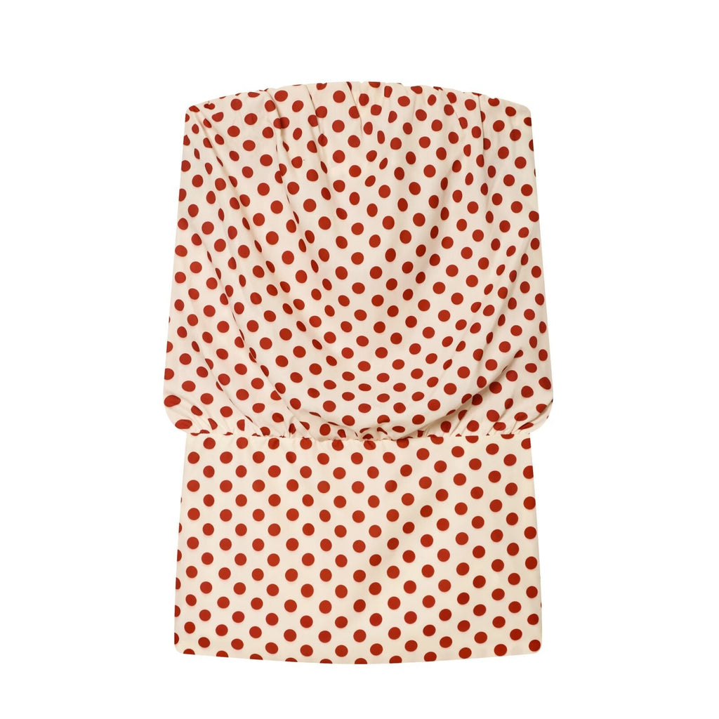 Women's polka dot strapless dress