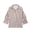 Women's adjustable long short sleeved striped shirt