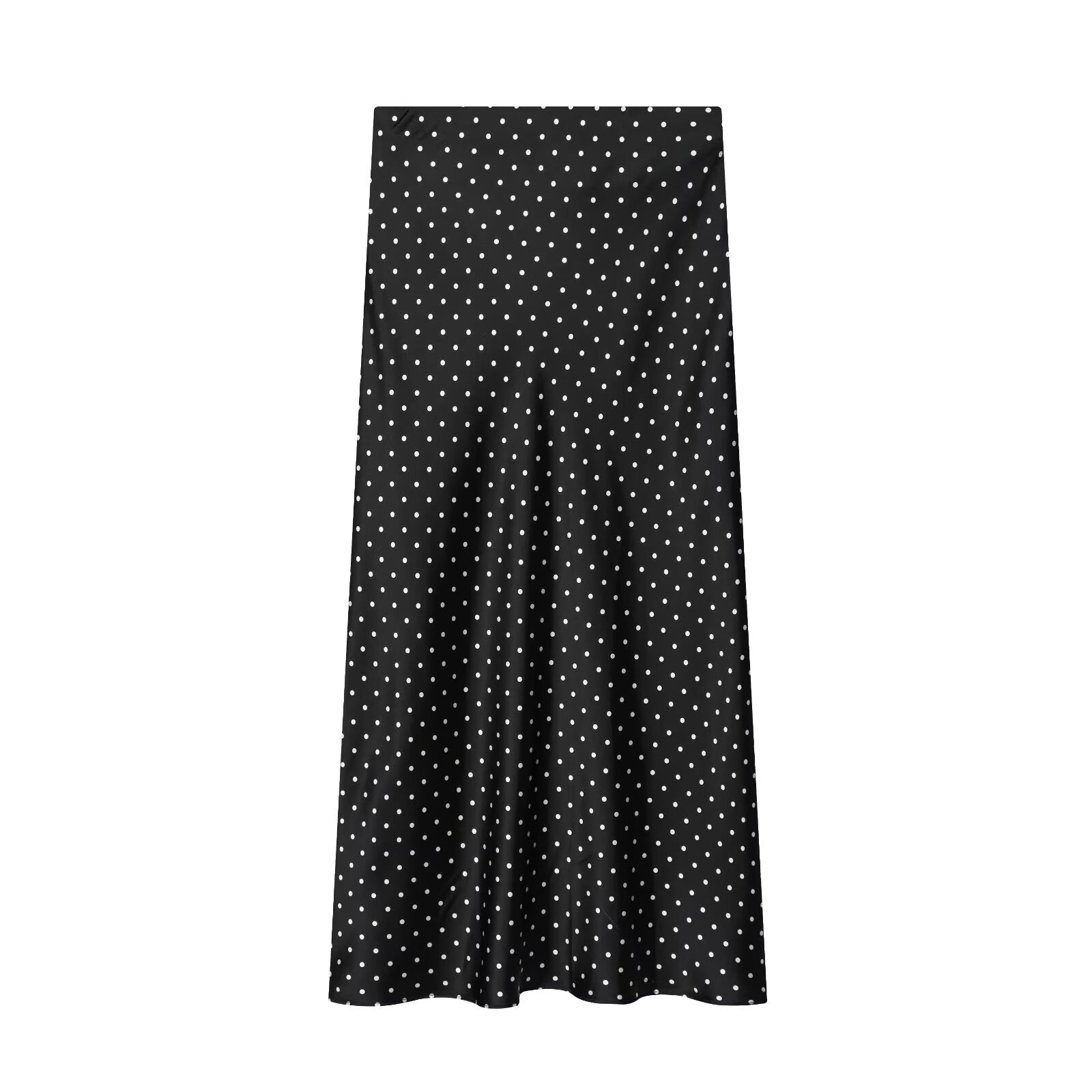 Women's polka dot satin texture MIDI skirt