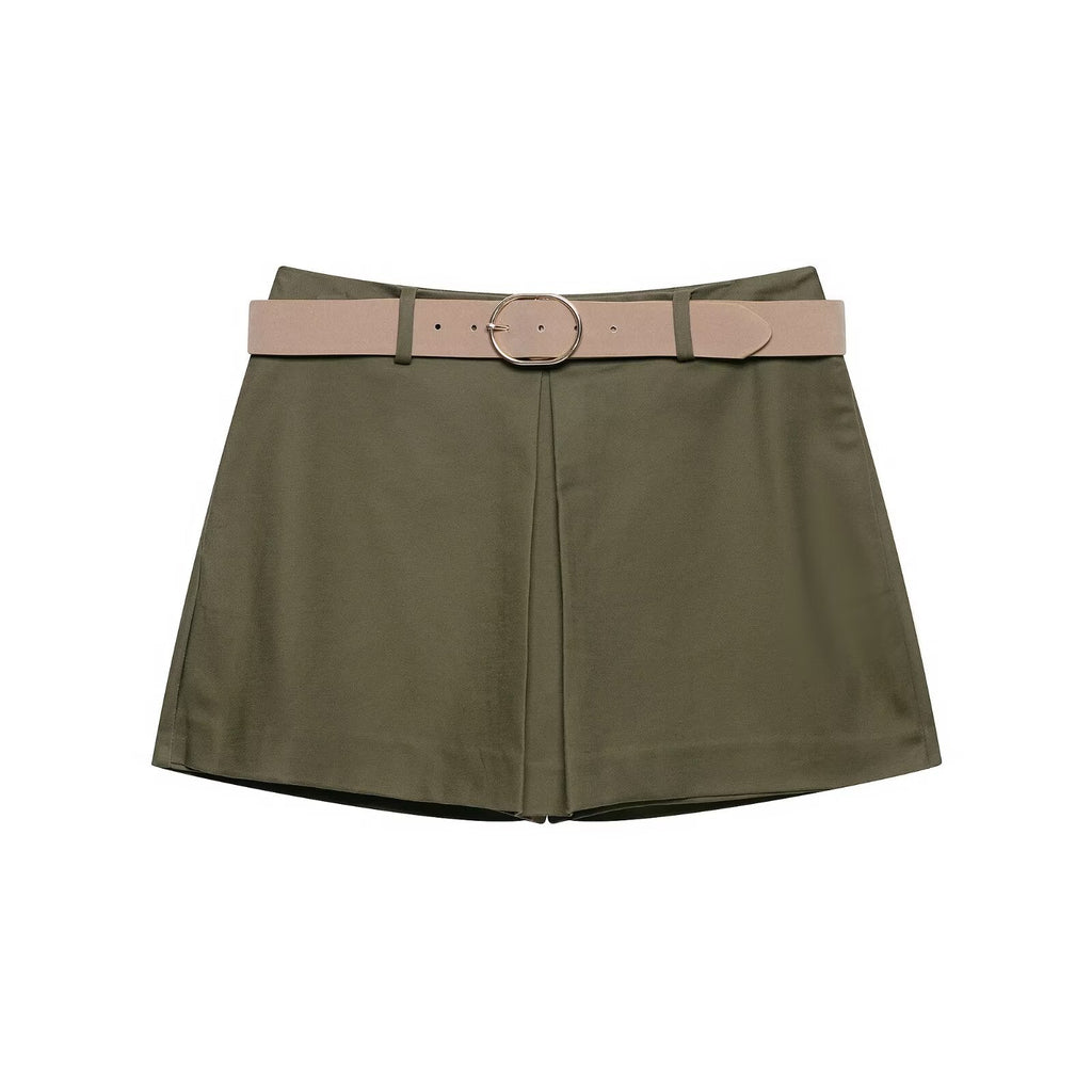 Women's with belt casual pleated culottes