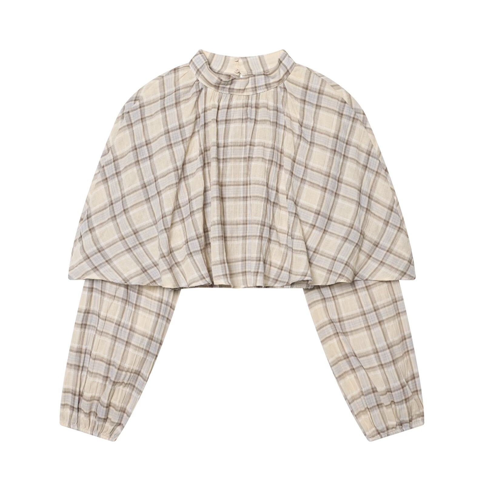 Women's Layered Decorative Short Plaid Top