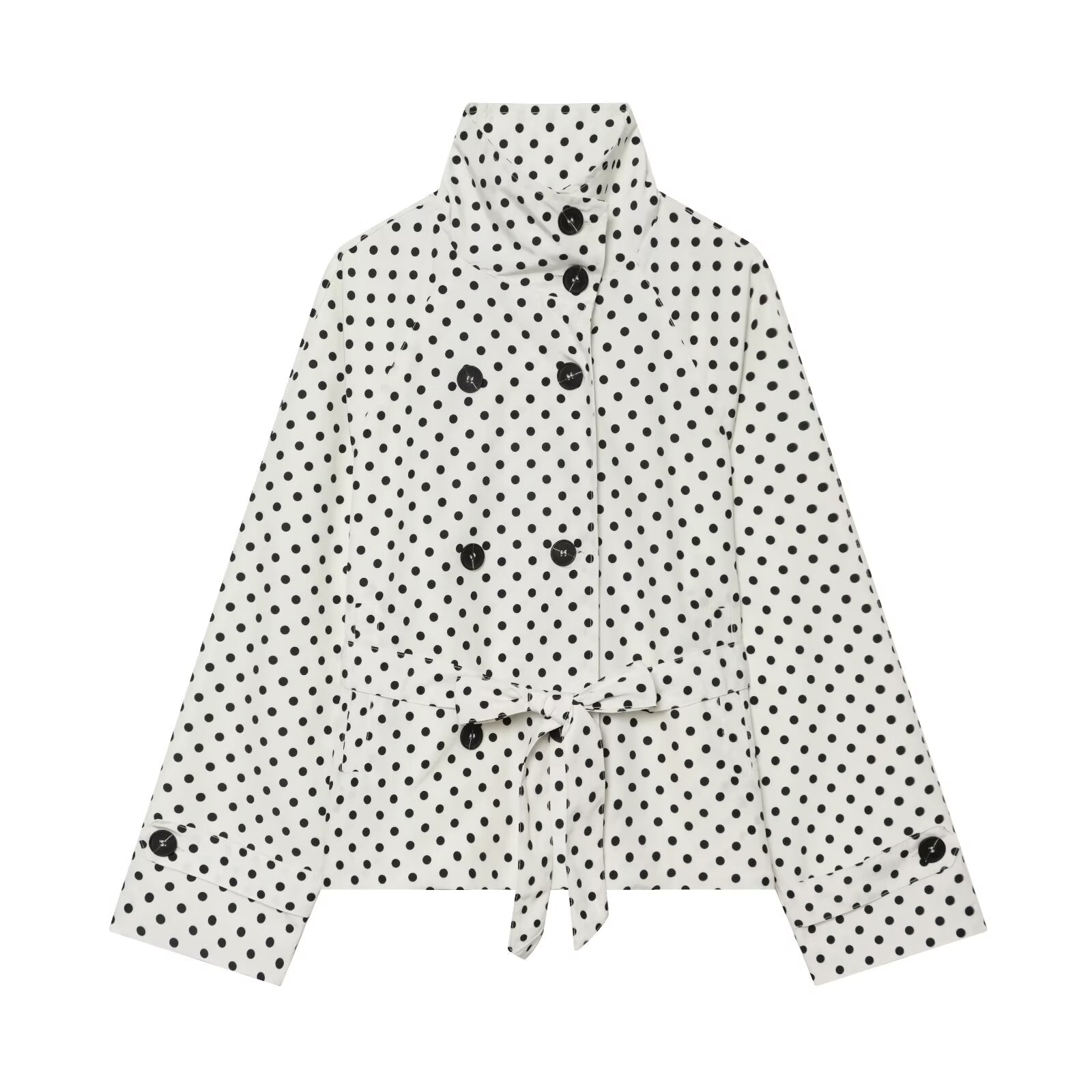 Women's standing collar polka dot windbreaker Coat