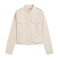 Women's flip pocket decoration hollow jacket Coat