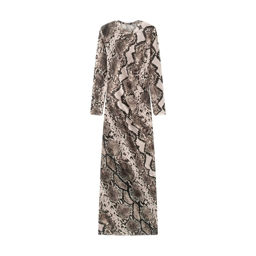 Women's animal print mesh Midi dress