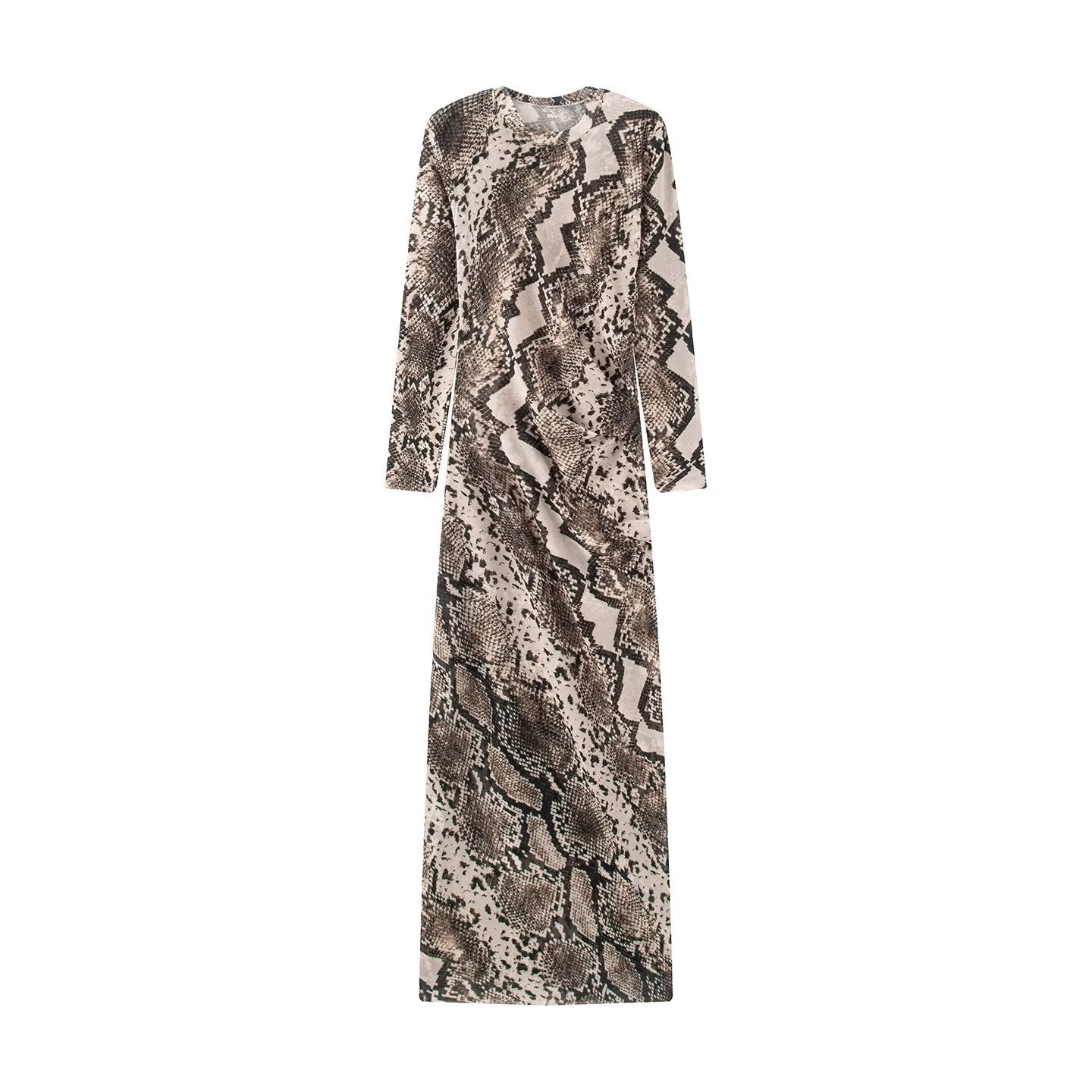Women's animal print mesh Midi dress