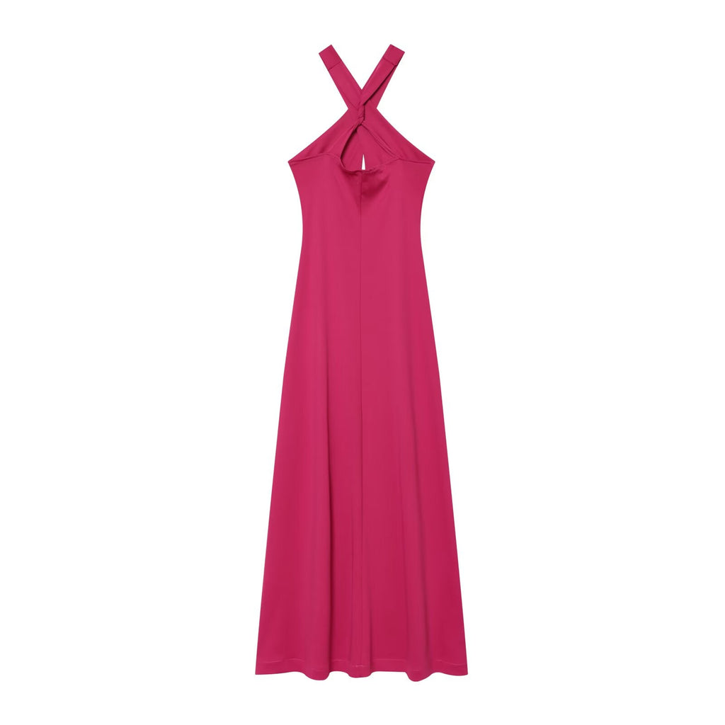 Women's sexy sleeveless draped MIDI dress