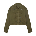 Women's standing collar short straight denim jacket