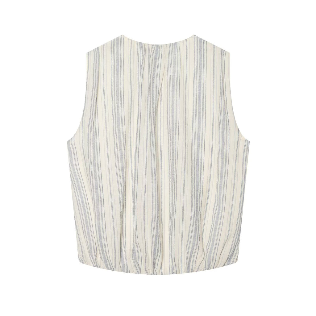 suit Women's 2 pieces sleeveless O Neck striped shirt+Skirts
