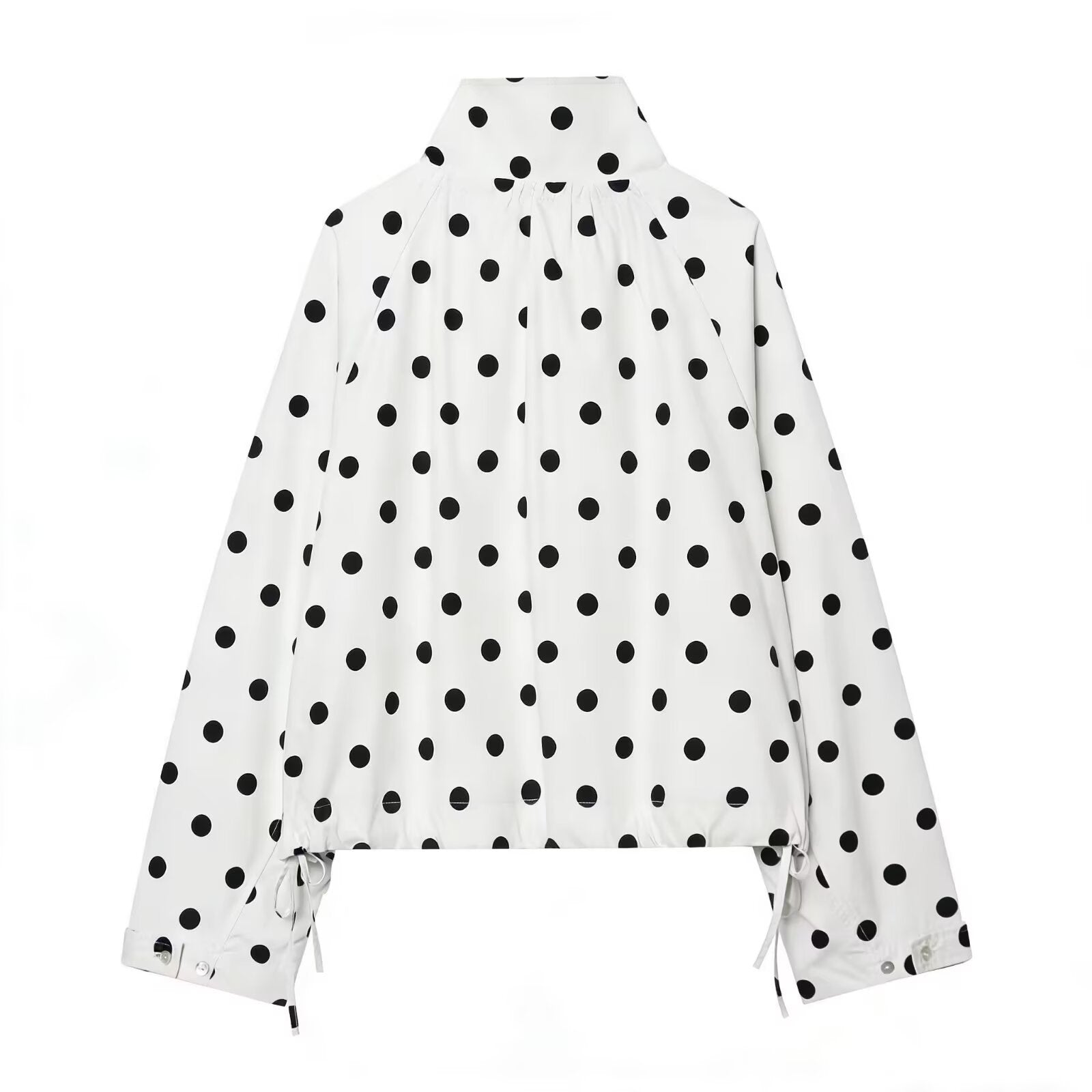 Women's lace up decorative casual polka dot Coat