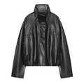 Women's bubble hem imitation leather oversized jacket