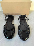Women's Shoes 2026 New Style Closed-Toe Woven Hollow-Out Sandals Flat Shoes