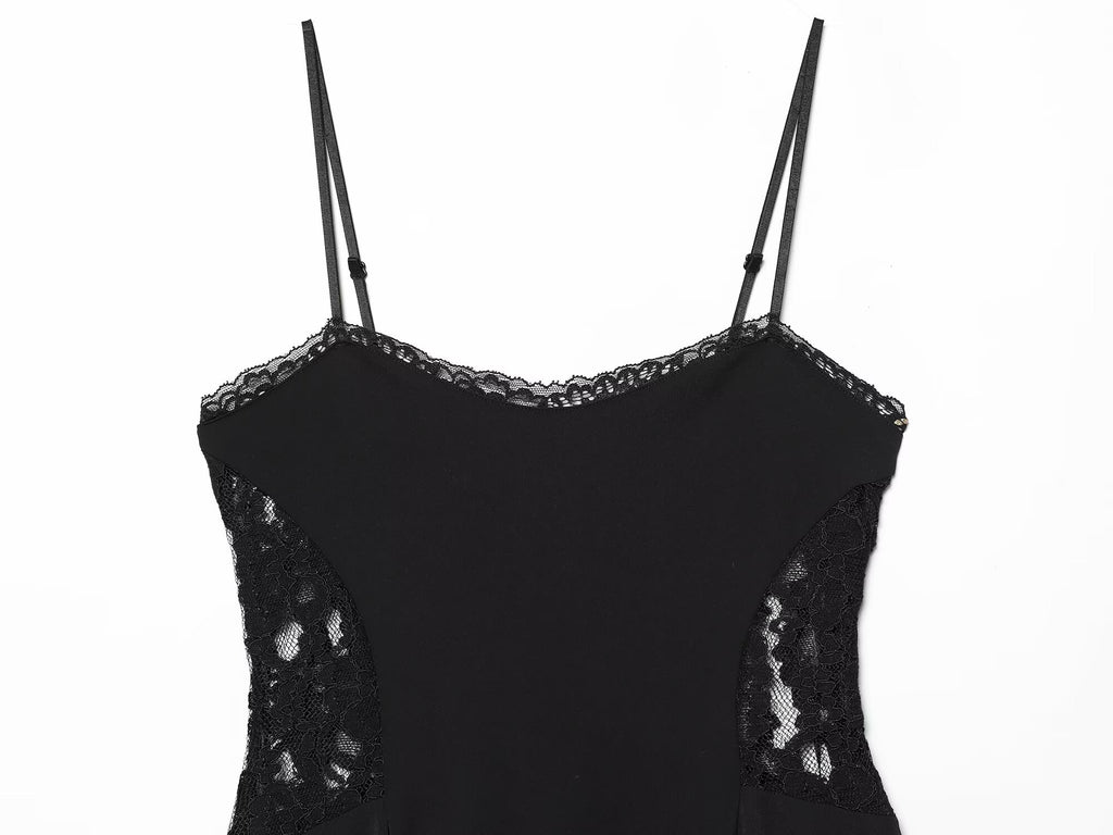 Women's slim lace suspender mini dress
