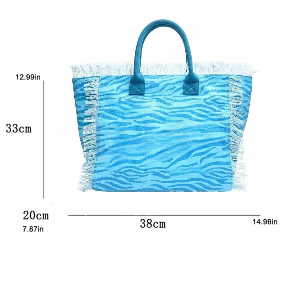 Women's new beach canvas tassel embroidered handbag