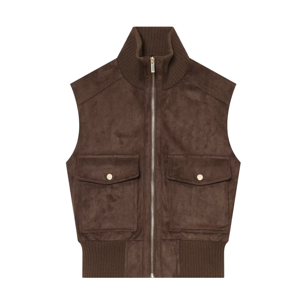 Women's sleeveless suede texture effect vest