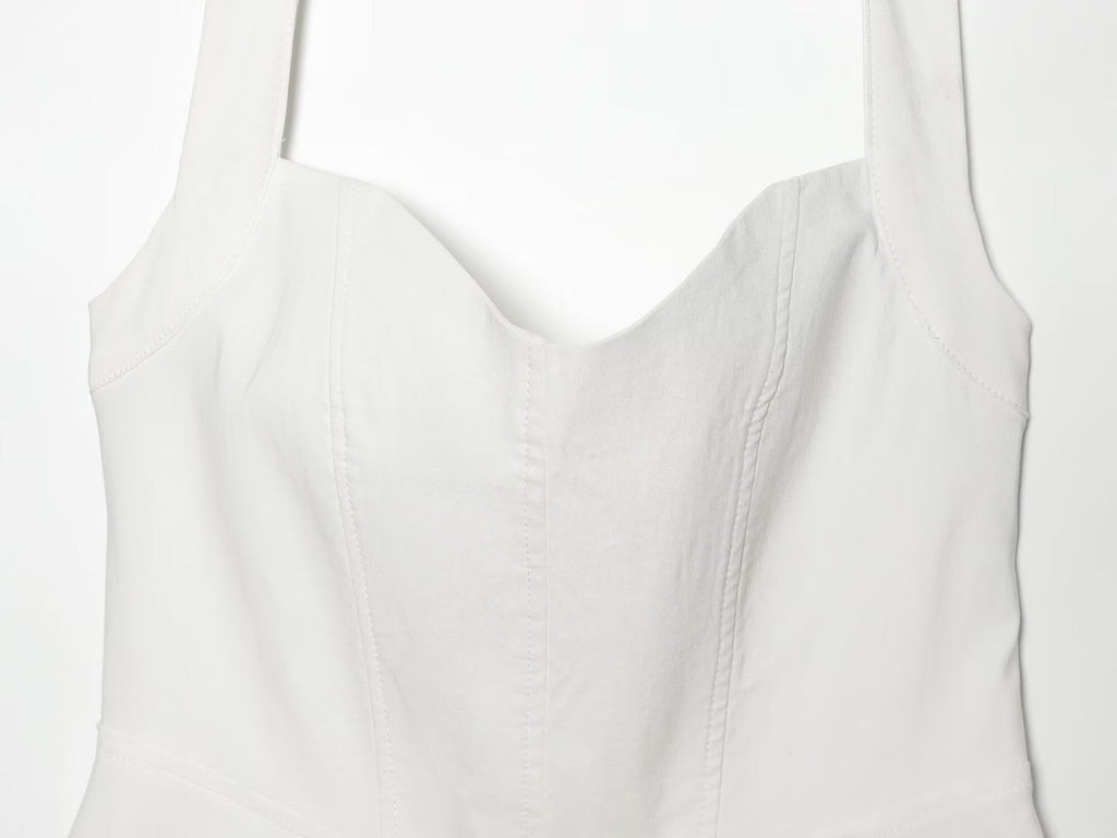 Women's sleeveless hanging neck wide hem dress