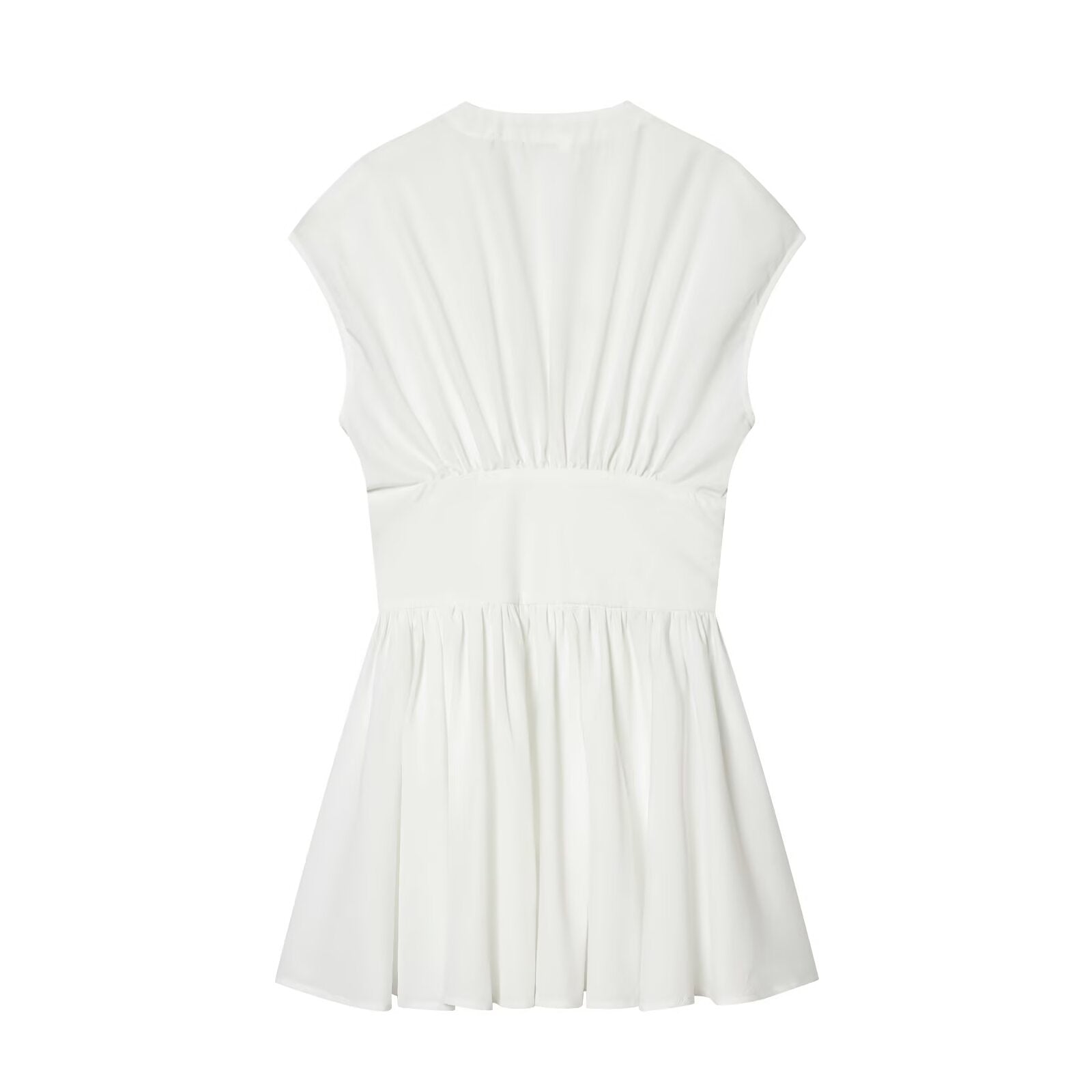 Women's V-neck Button-up poplin mini dress