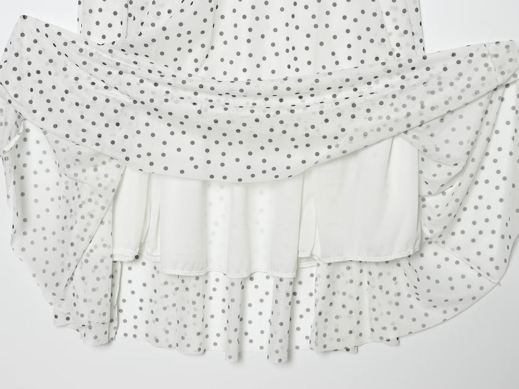 Women's pleated waist polka dot MIDI skirt
