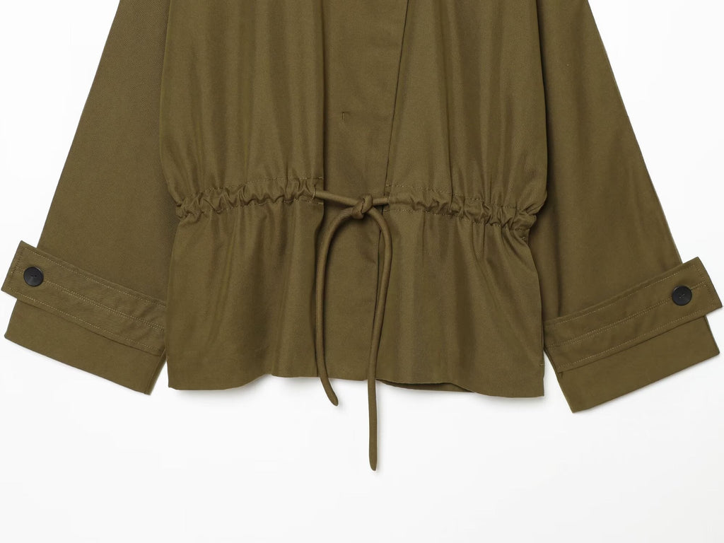 Women's with drawstring loose parka Coat
