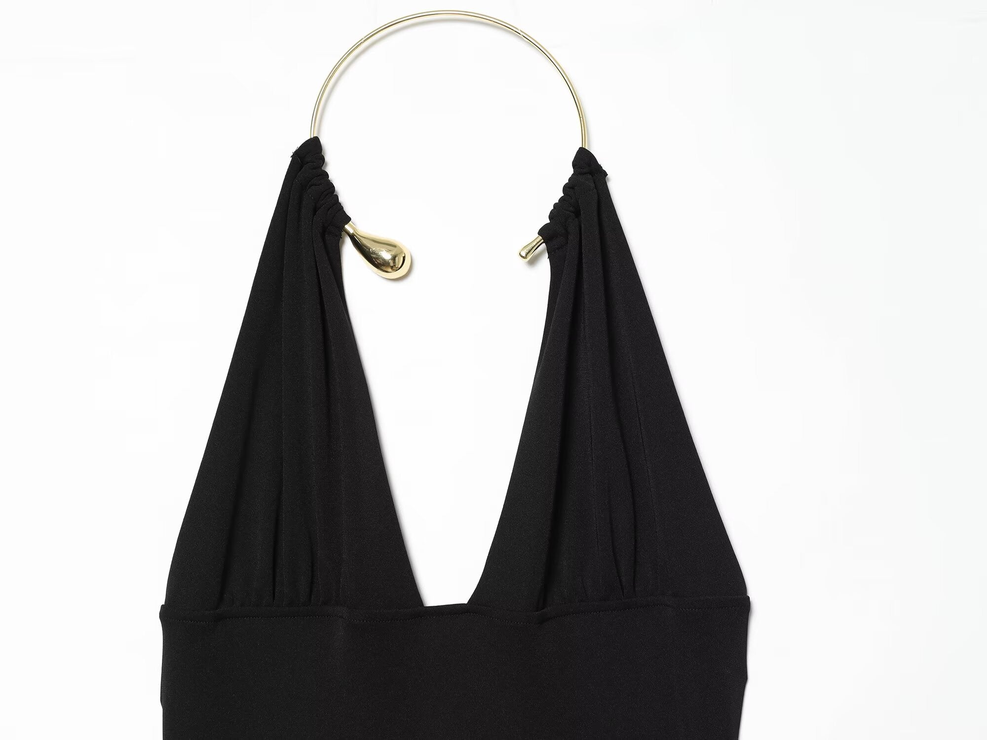 Women's black sexy halter neck dress