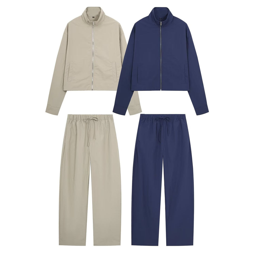 suit Women's 2 pieces technology fabric stand collar zipper Coat+Pants