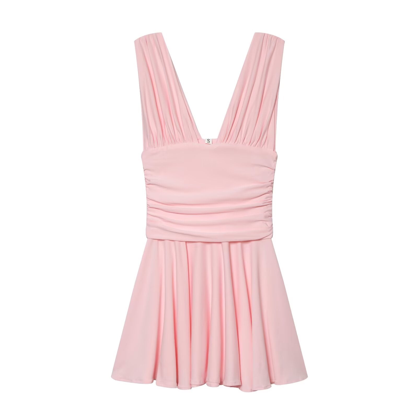 Women's pleated decorative sleeveless mini dress