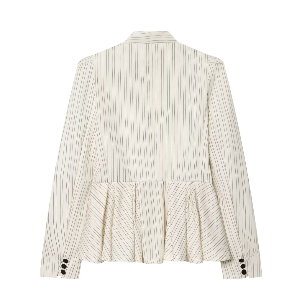 Women's short skirt style hem striped Blazer Coat