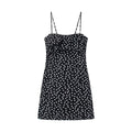 Women's sleeveless polka dot suspender dress