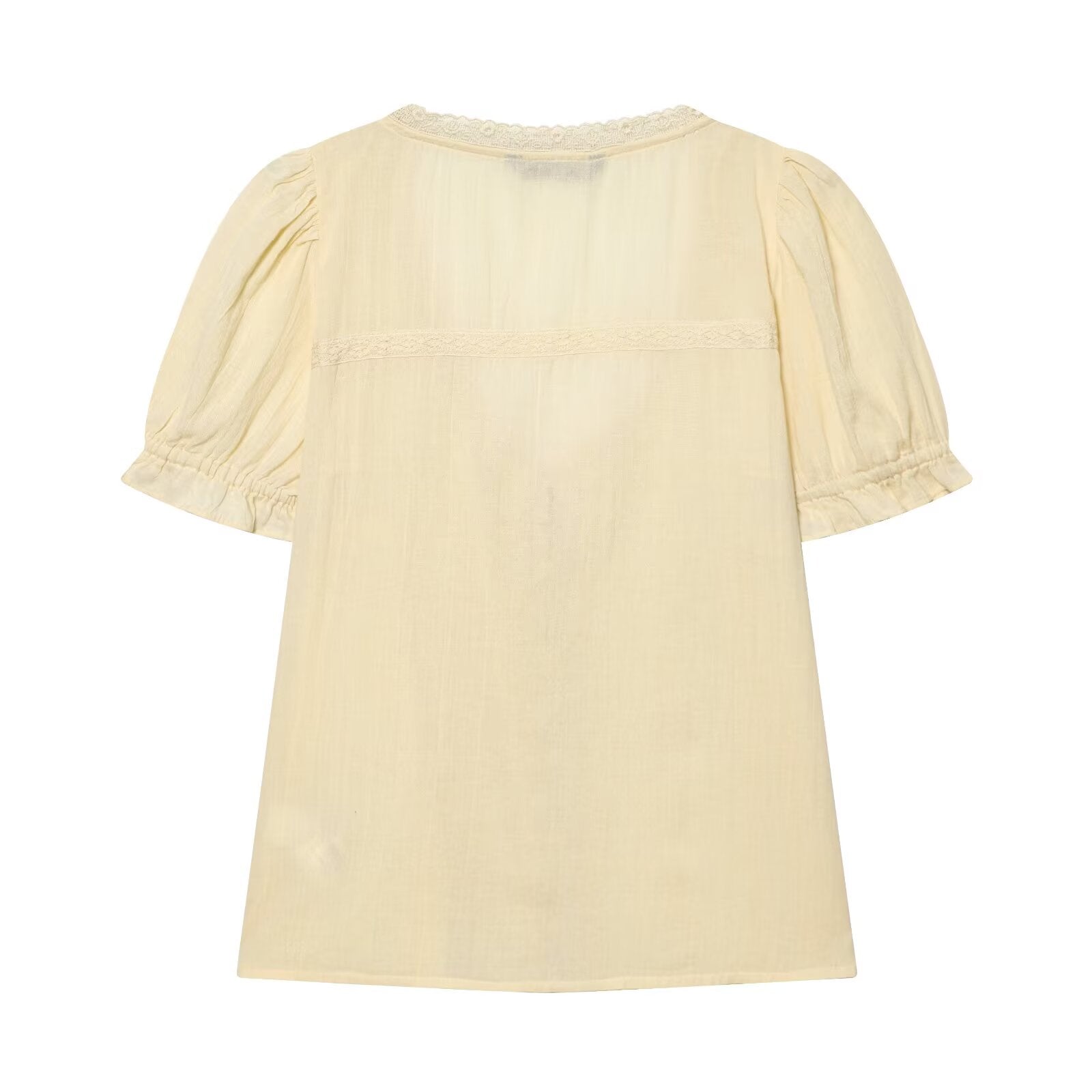 Women's embroidered chiffon lace up shirt