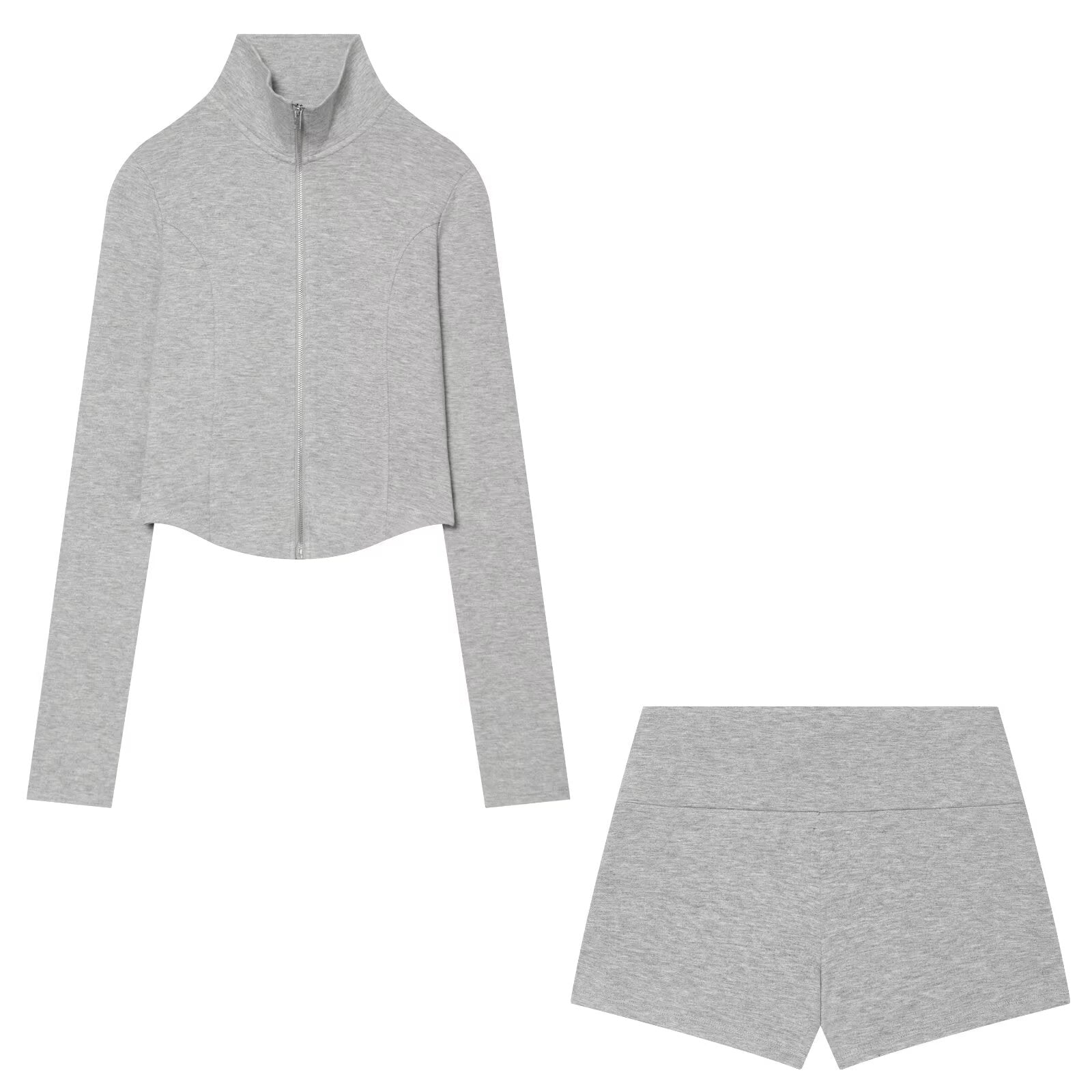 suit Women's 2 pieces slim short zipper sweatshirt+shorts