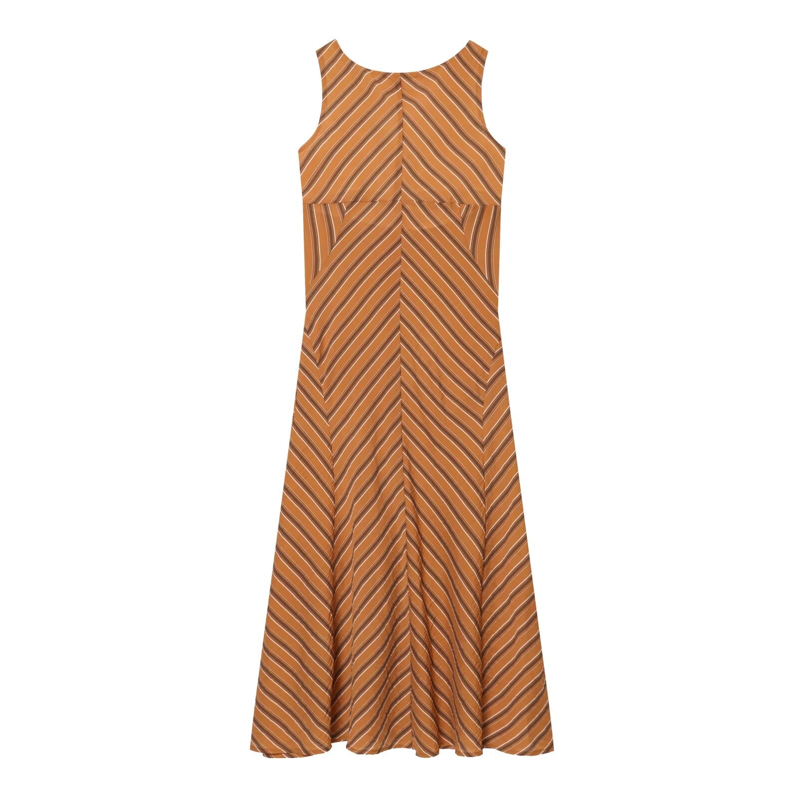 Women's sexy backless striped MIDI dress