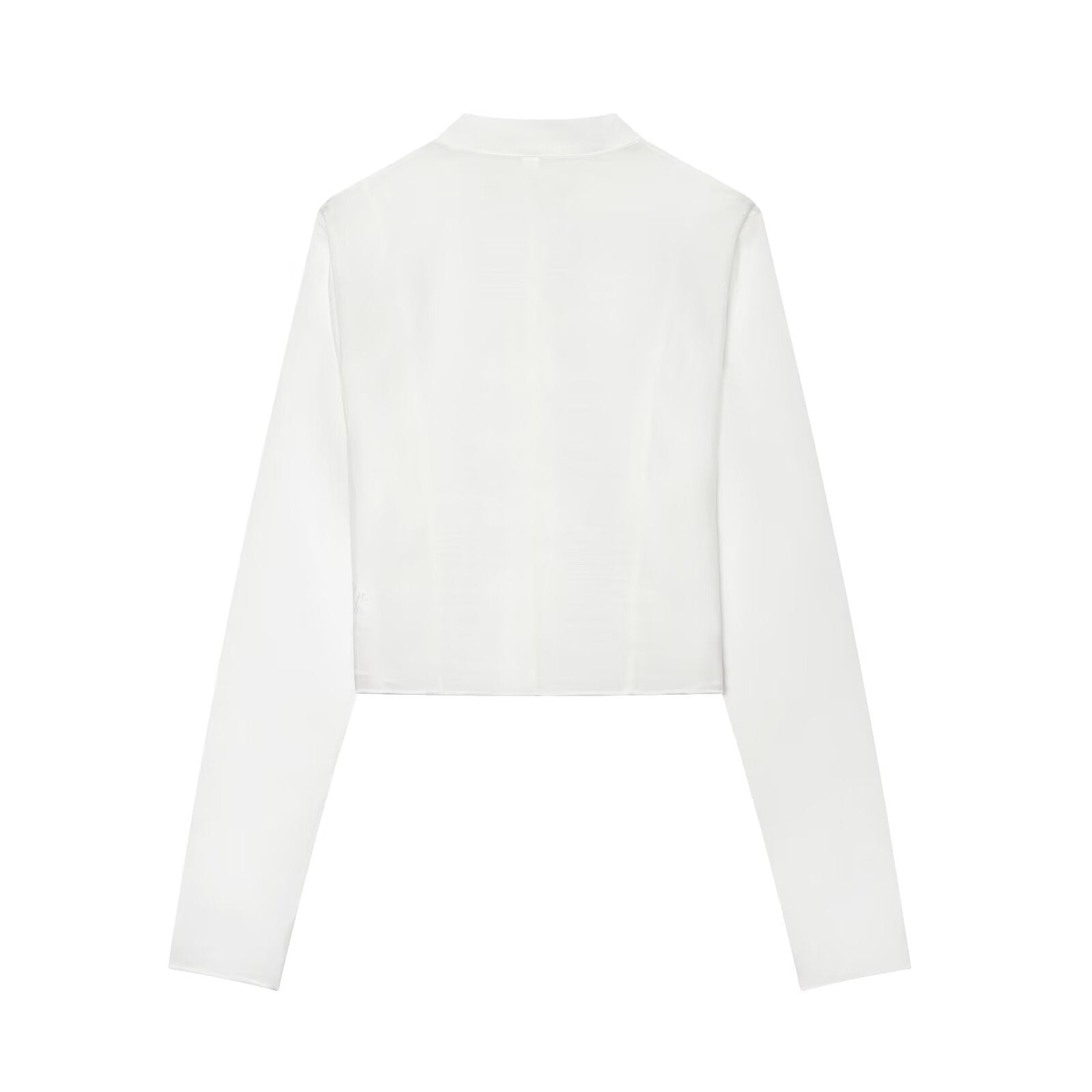 Women's standing collar buckle short top