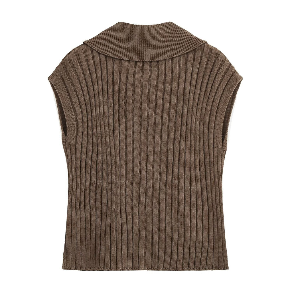 Women's sleeveless ribbed knitted vest